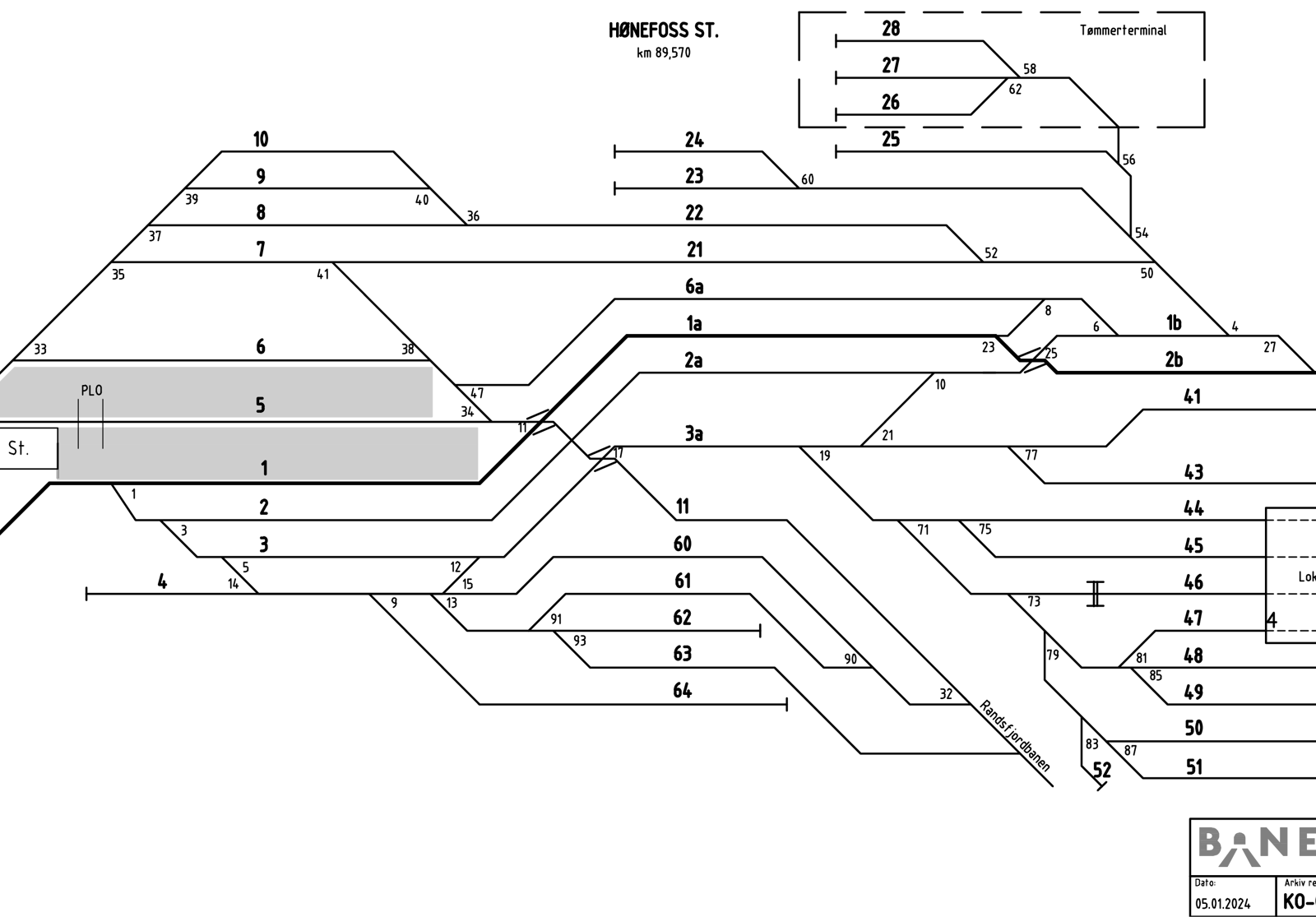 Track plan Hønefoss station