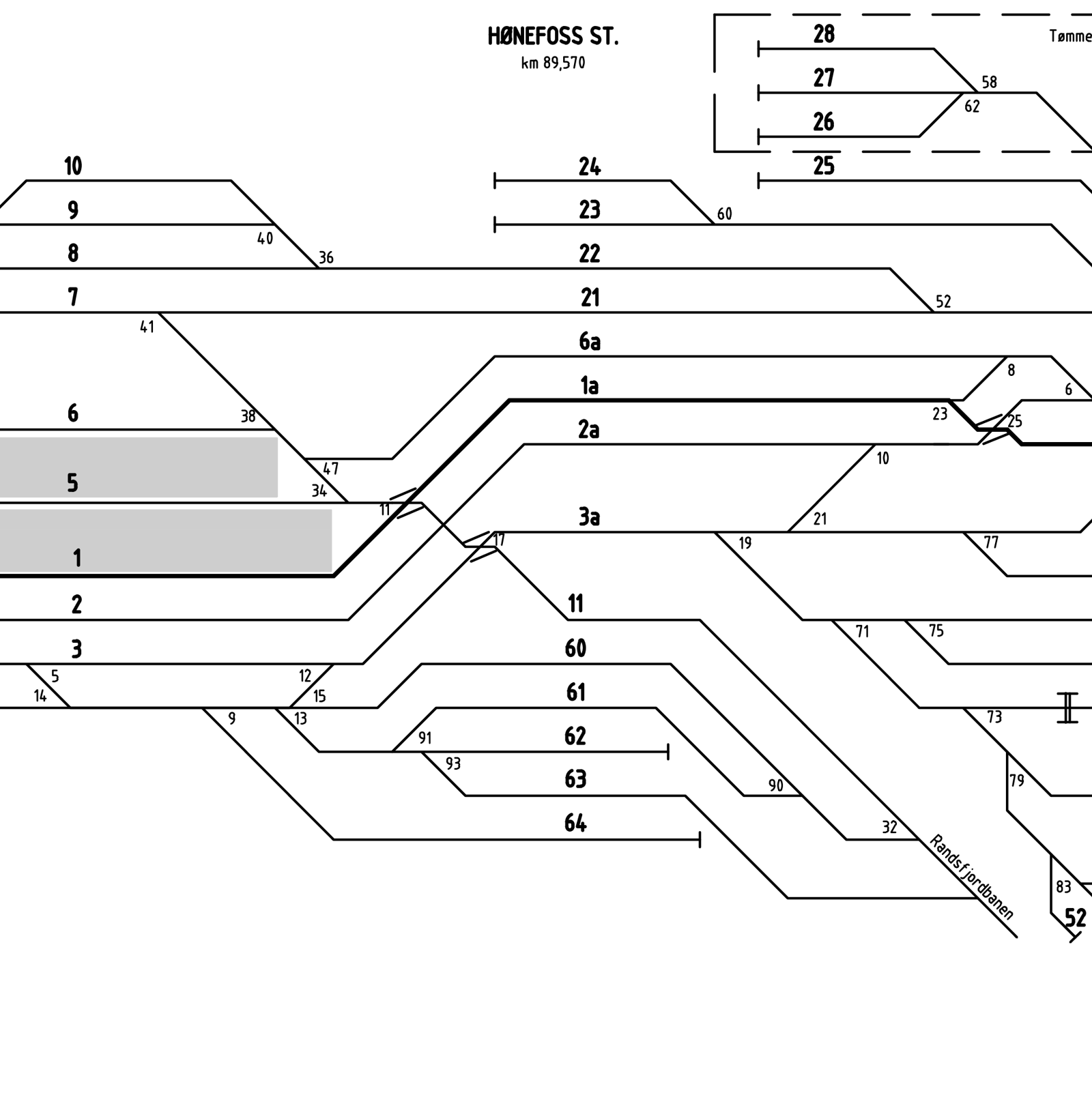 Track plan Hønefoss station