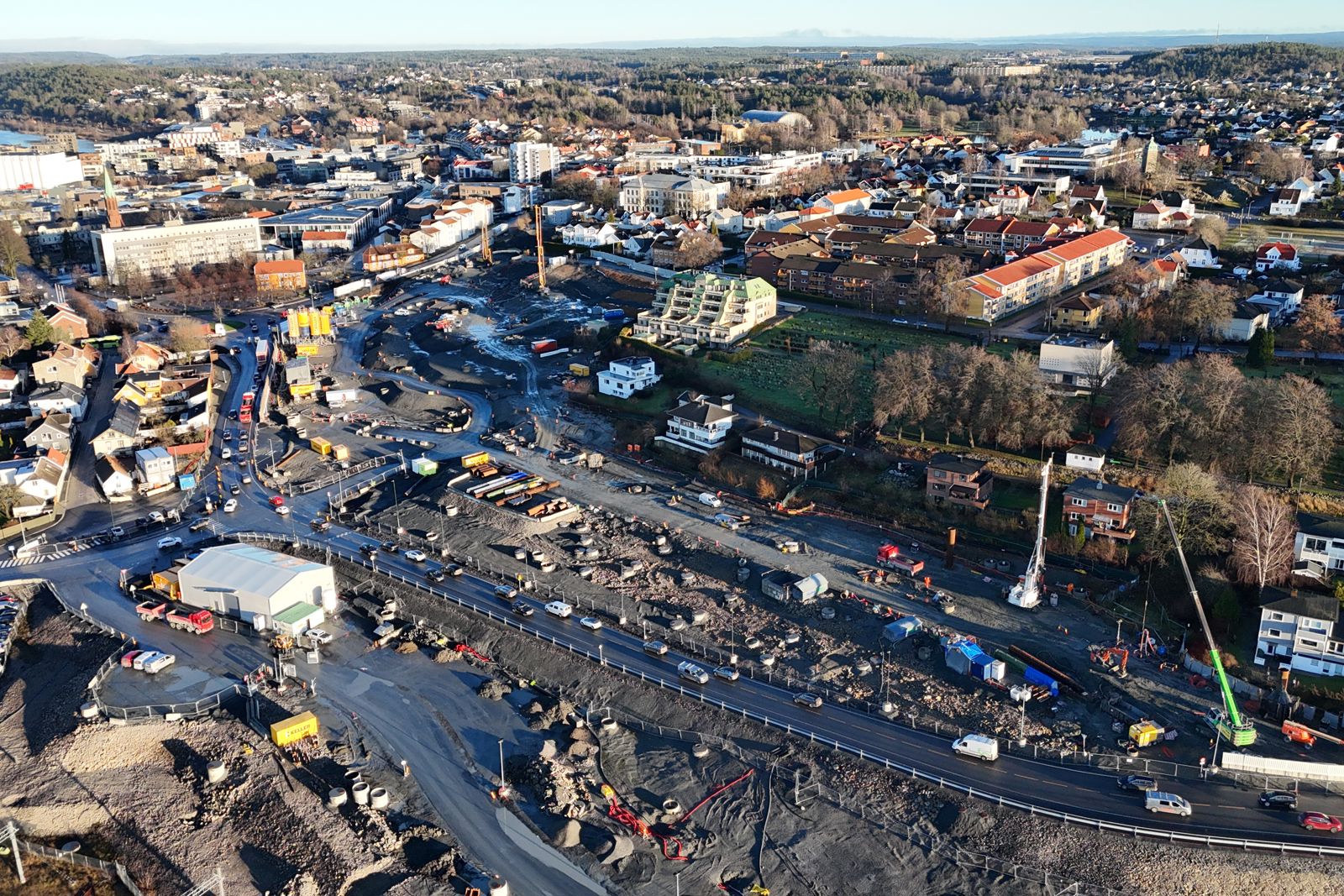 Dronefoto fra Moss sentrum