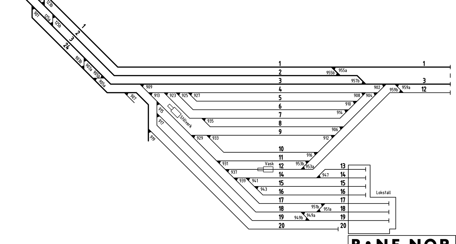 Track plan Filipstad Stabling Facility