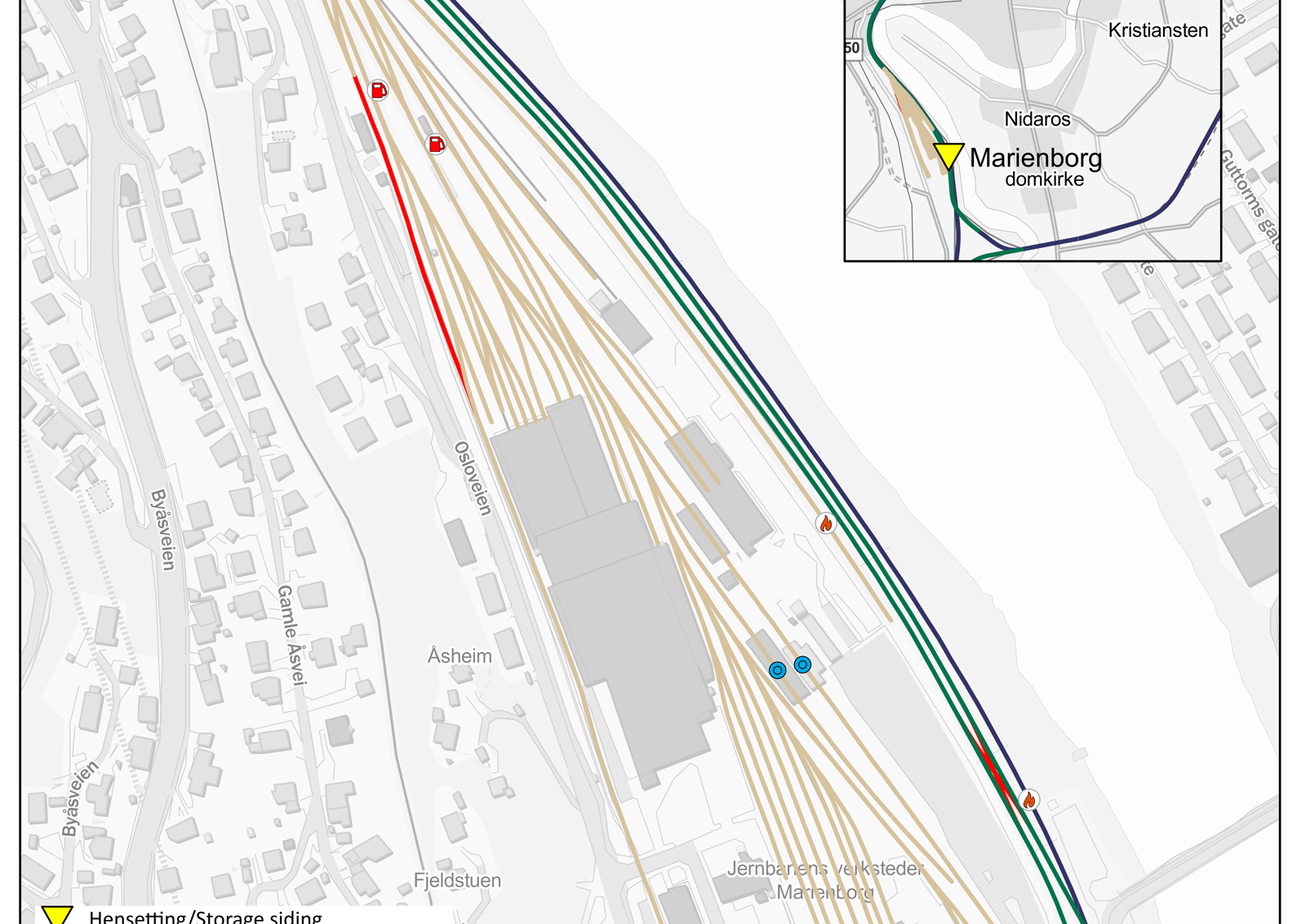 Overview of the stabling facility. Map.