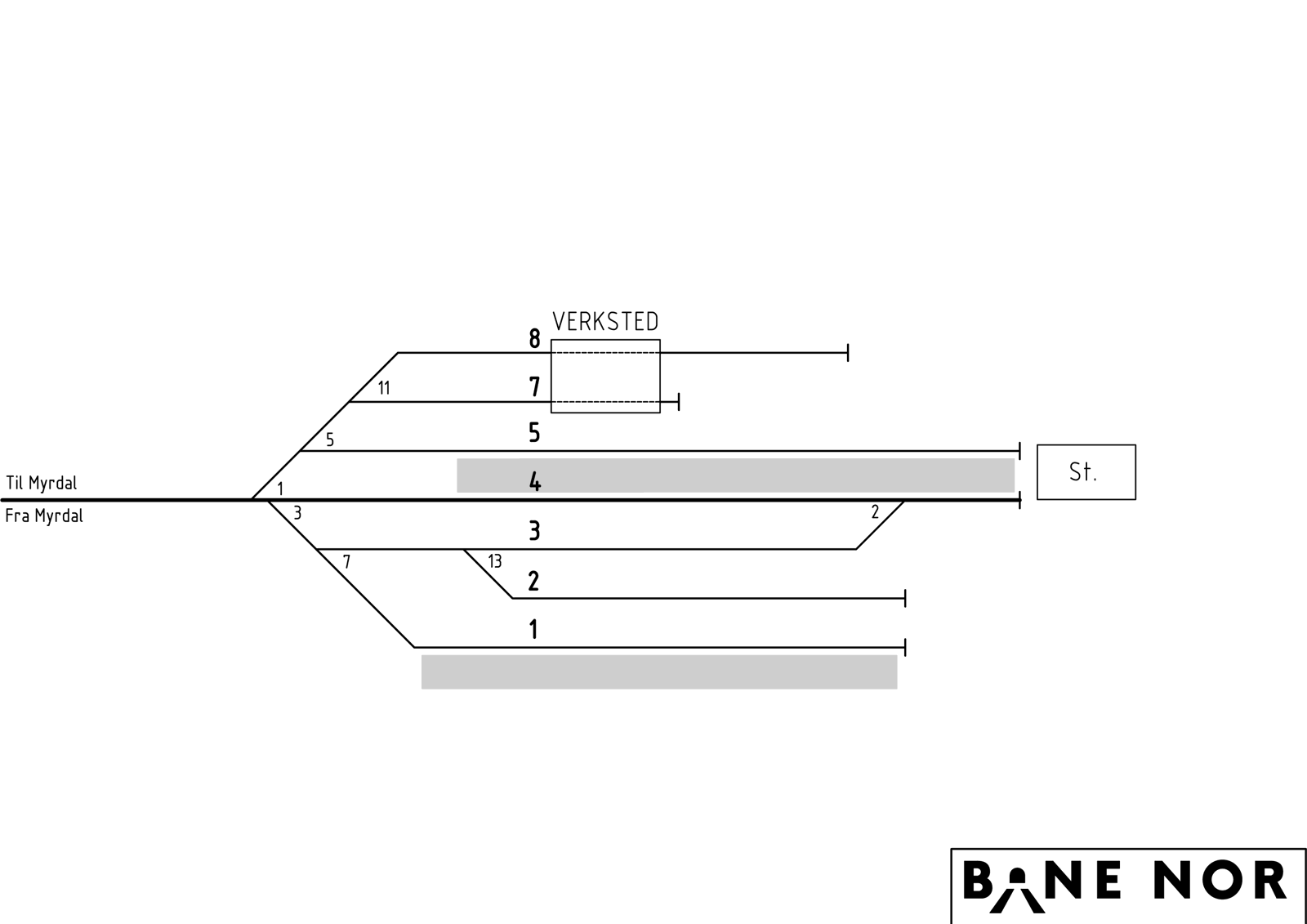 Track plan for Flåm maintenance facility