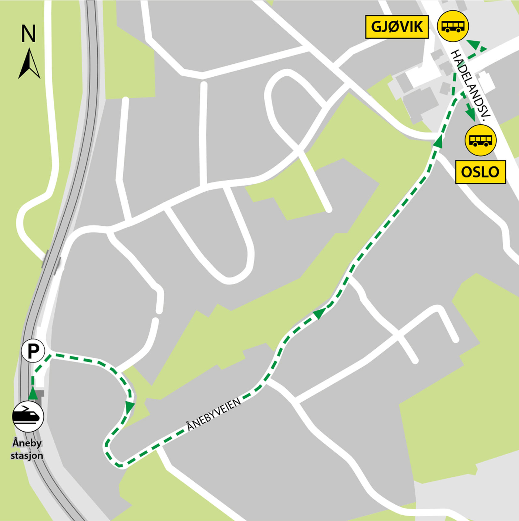 Bussene kjører fra bussholdeplassen Åneby i Hadelandsveien, RV4