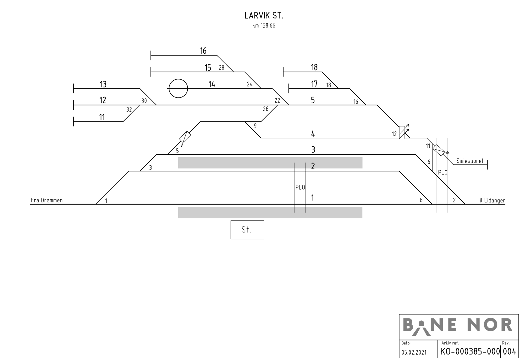 Track plan Larvik station