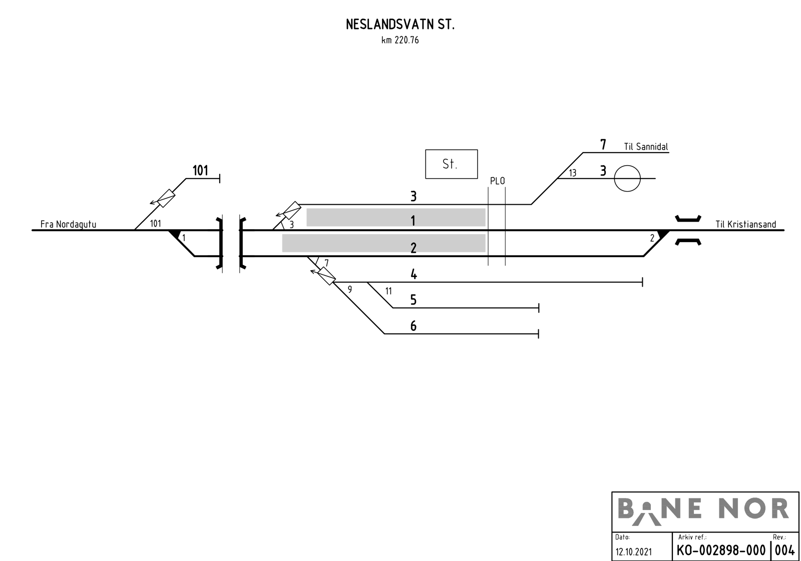 Sporplan Neslandsvatn stasjon