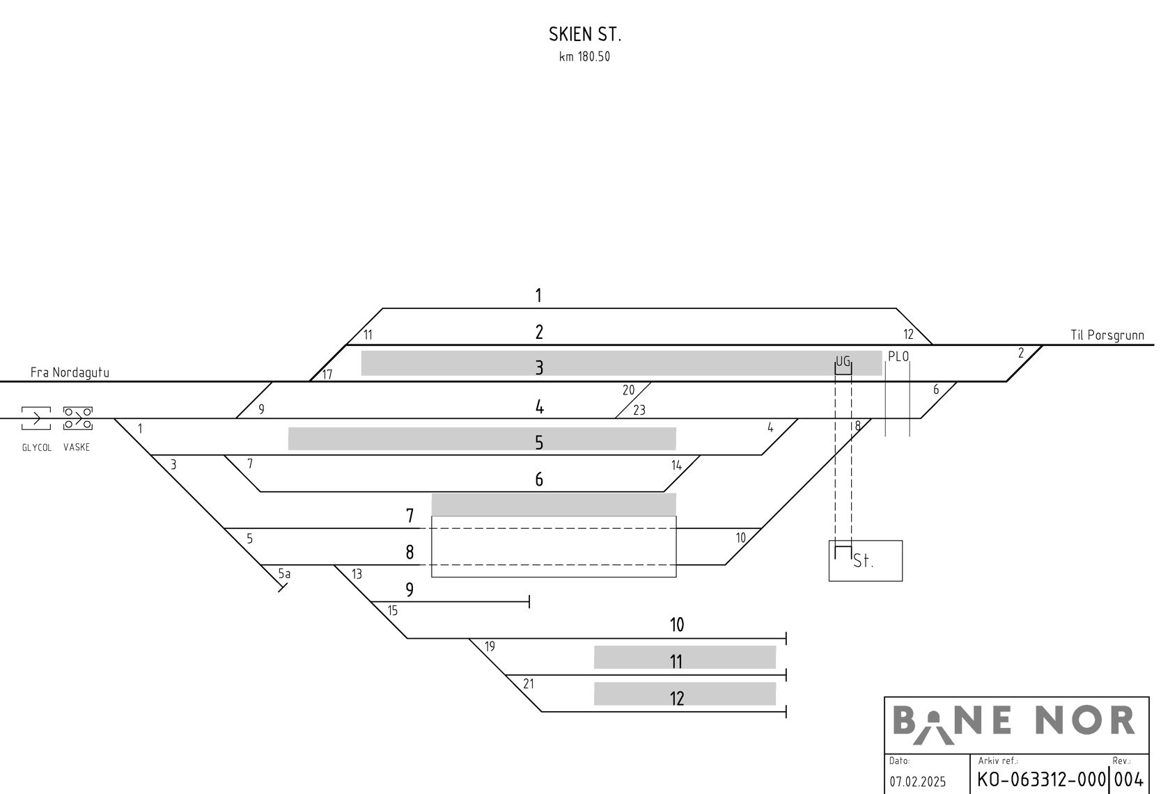 Track plan Skien station