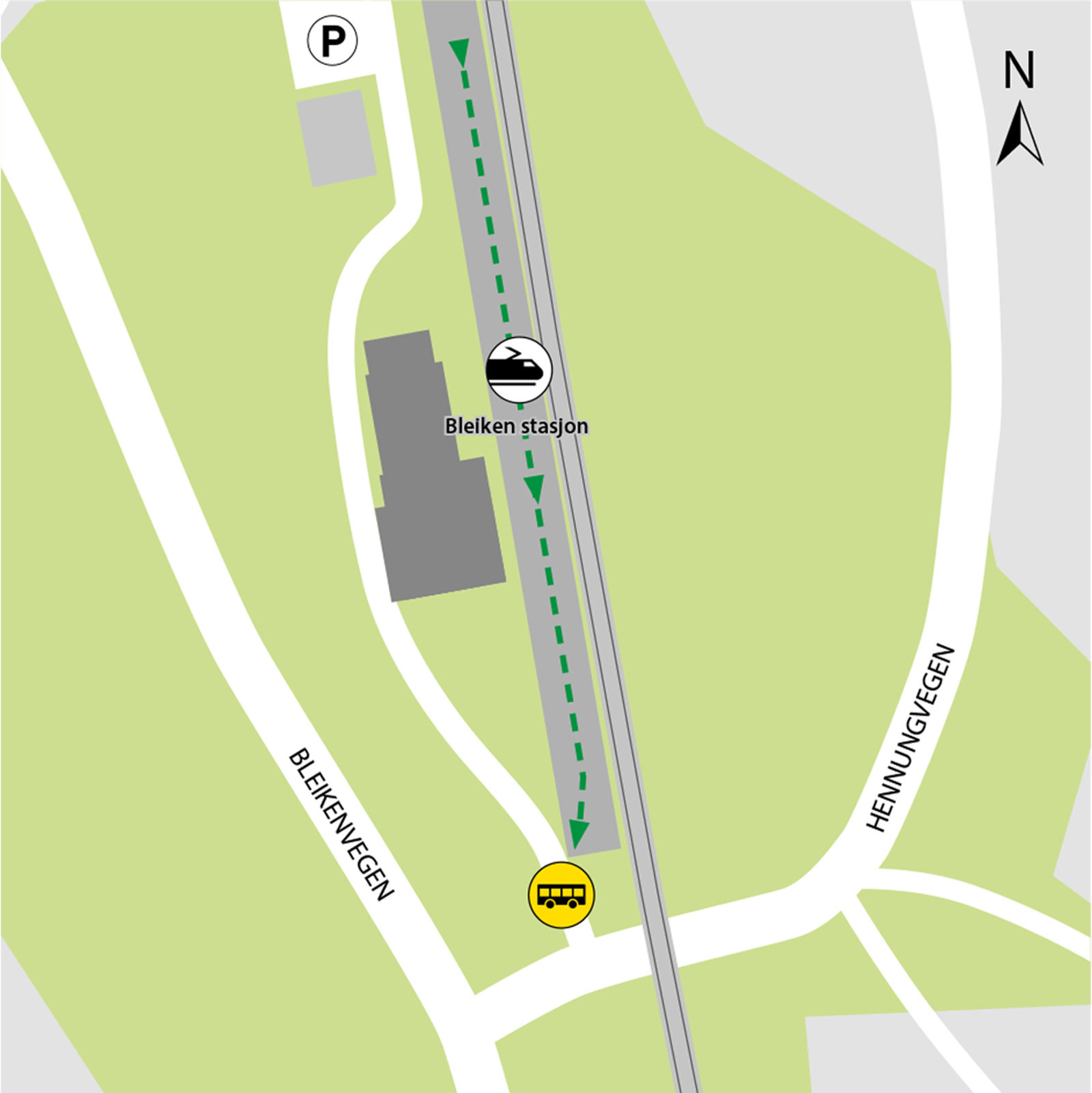 Når vi setter opp buss for tog, går det minibuss fra bussholdeplassen Bleiken stasjon.