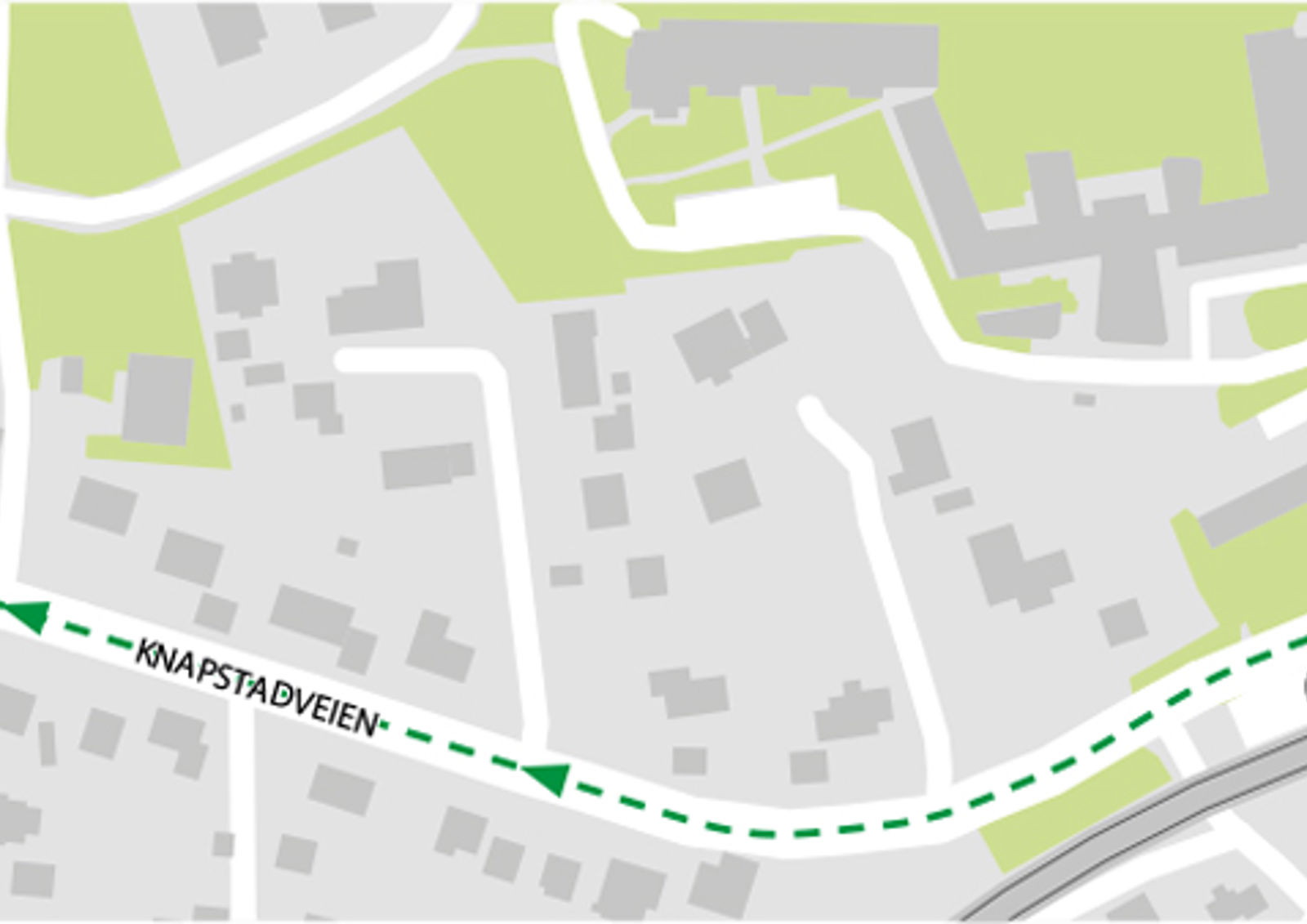 Kartet viser at bussene kjører fra bussholdeplassene Knapstad i Spydebergveien. 