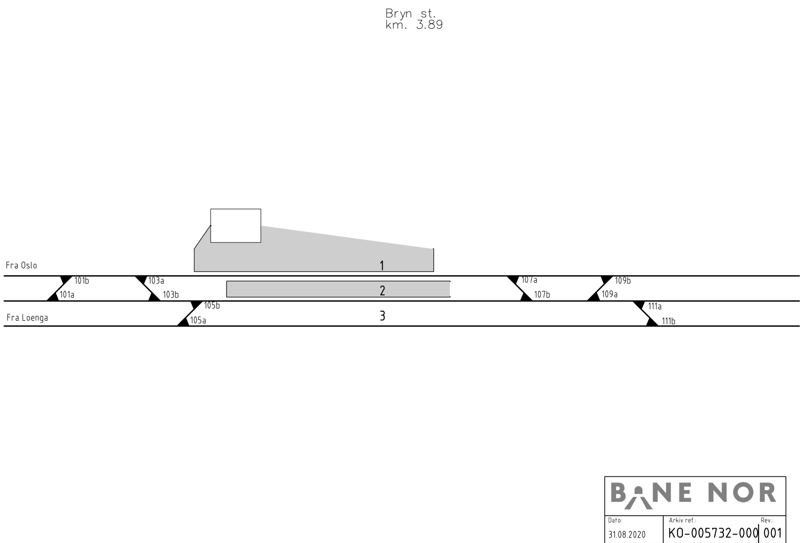 Sporplan Bryn stasjon