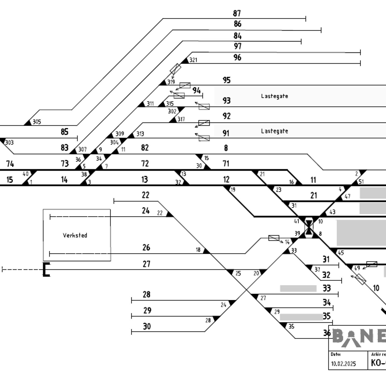Track plan Bergen station