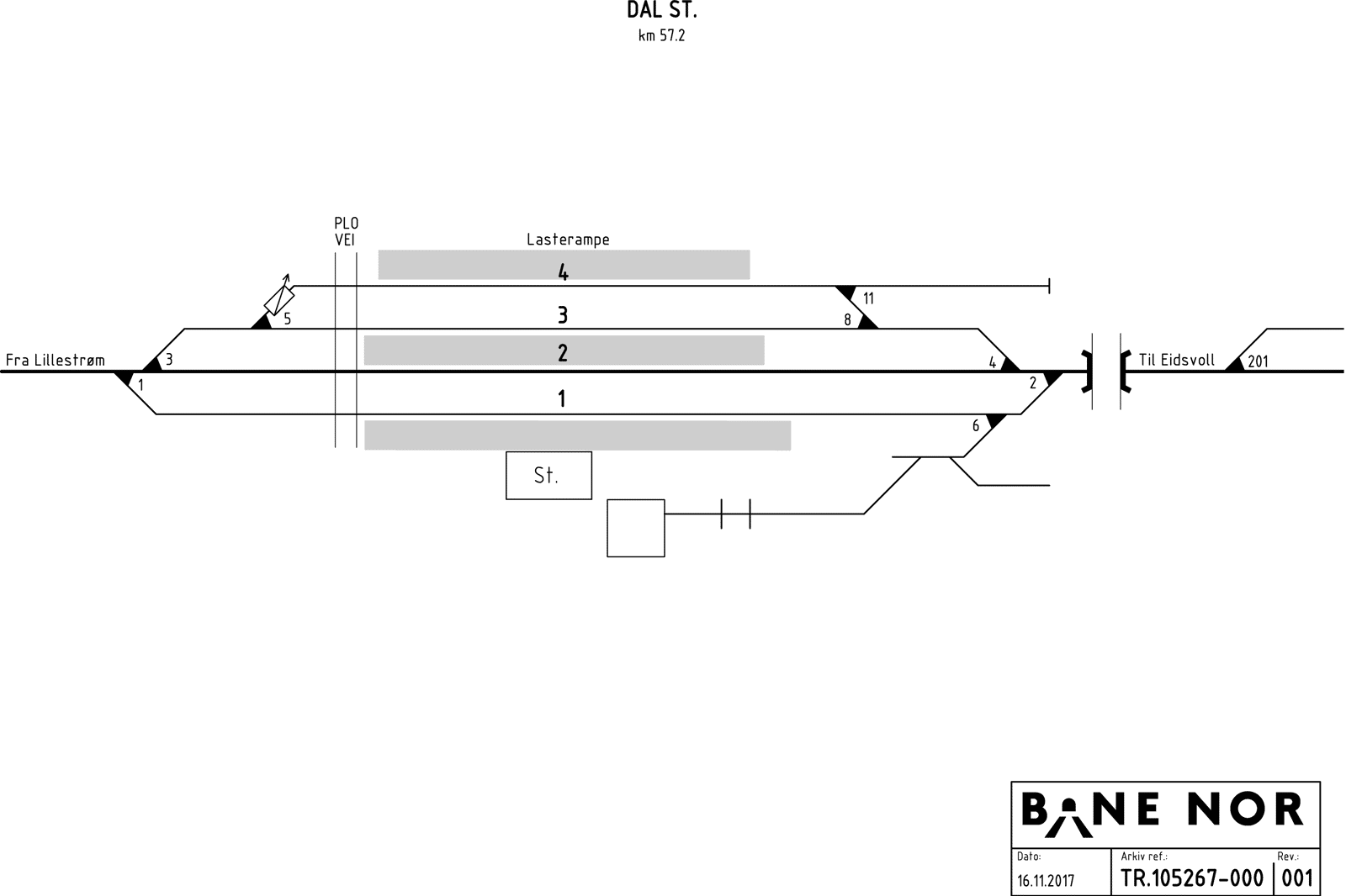 Sporplan Dal stasjon