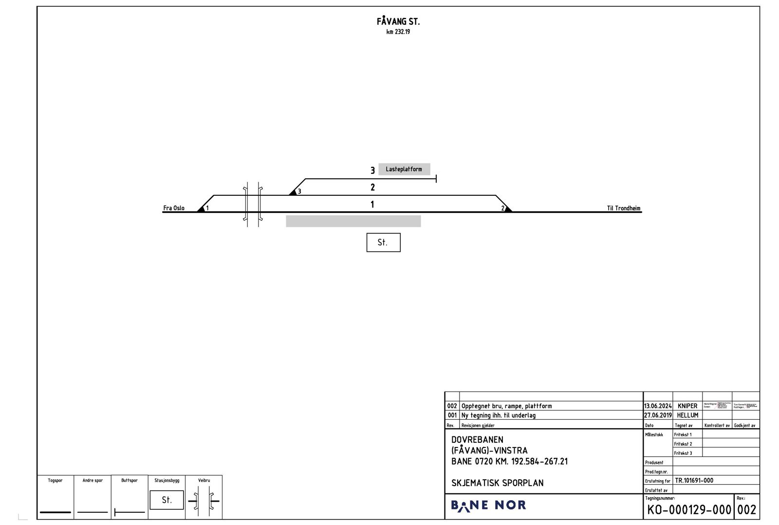 Track plan for Fåvang station