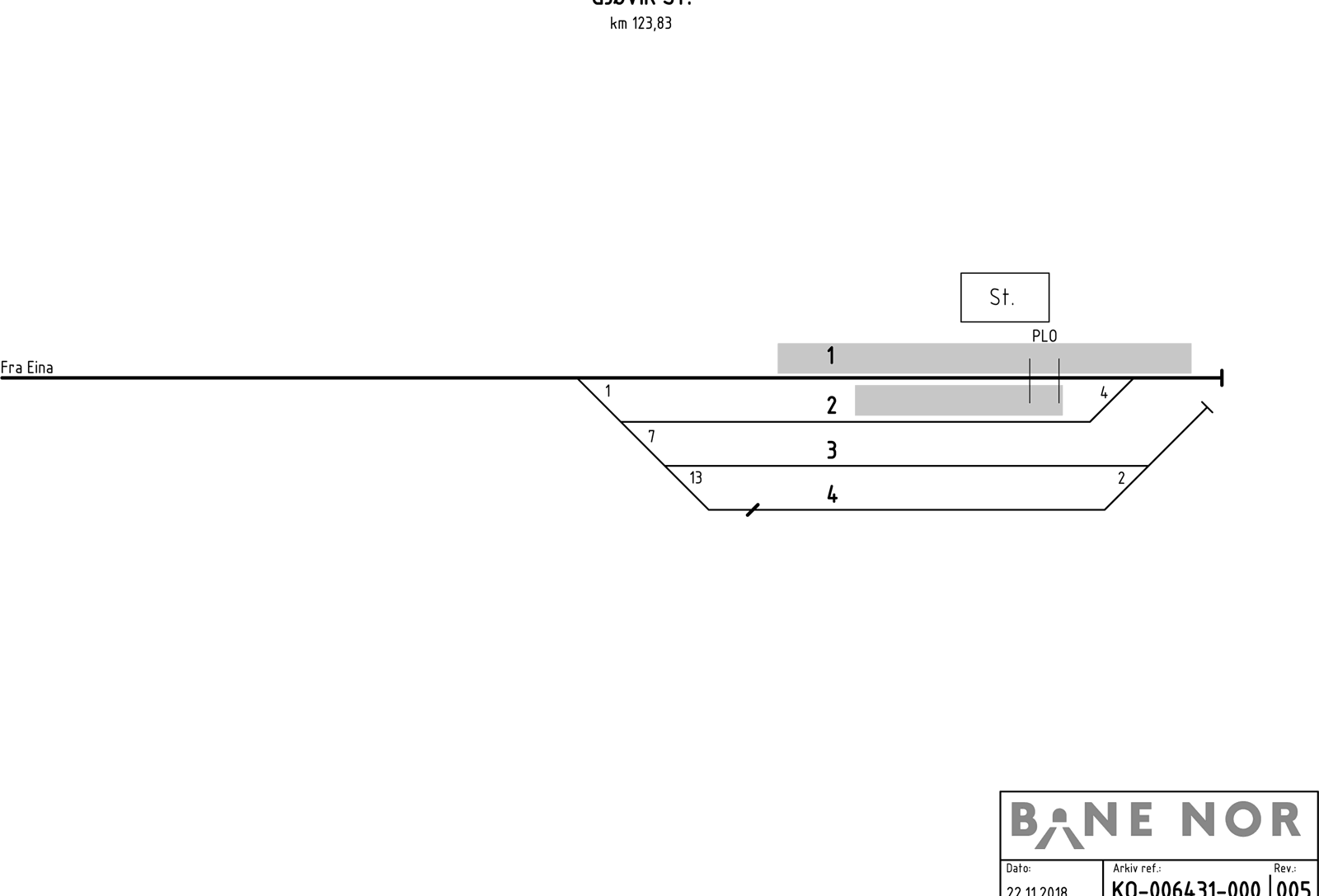 Track plan Gjøvik station