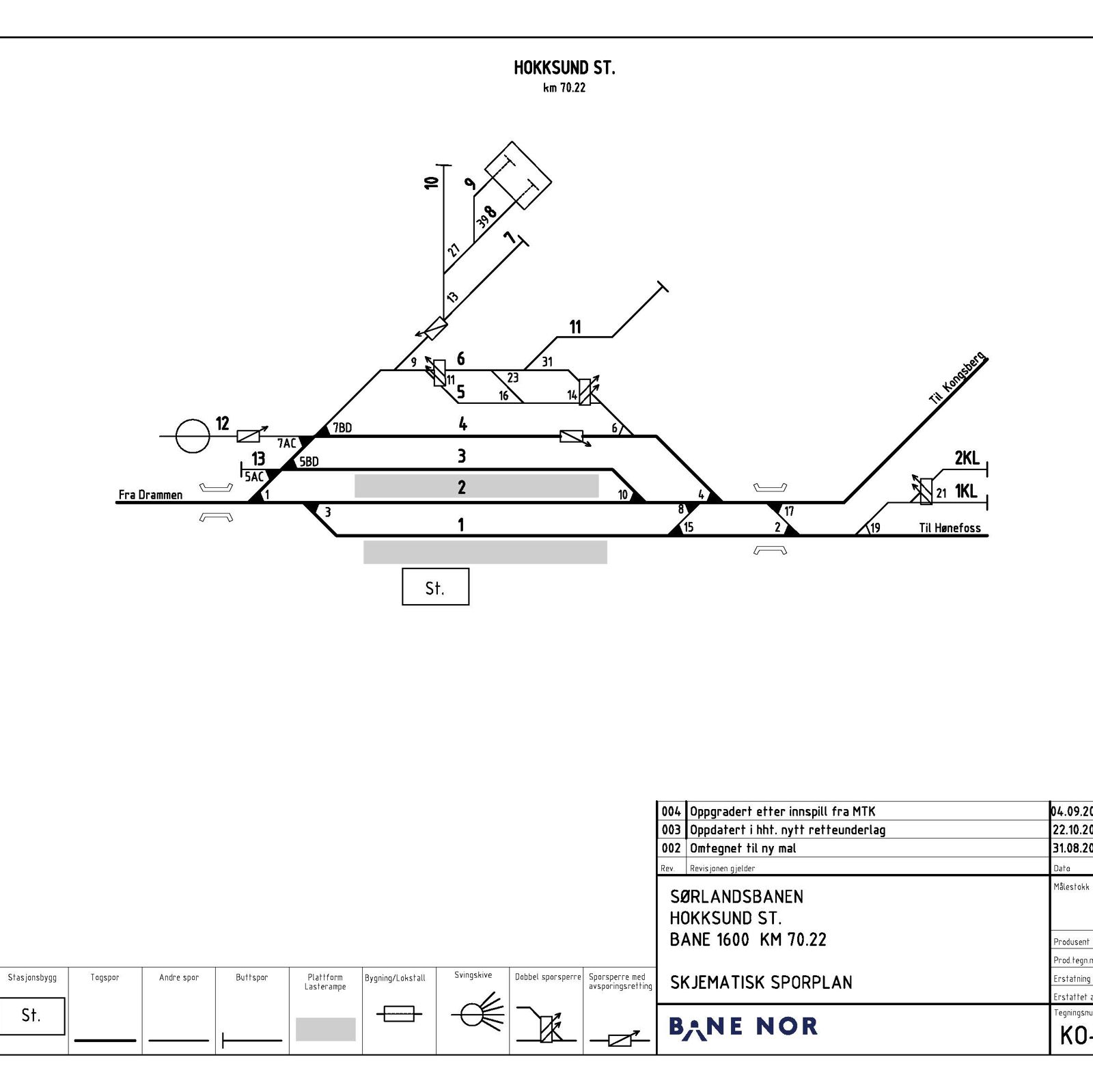 Track plan Hokksund station