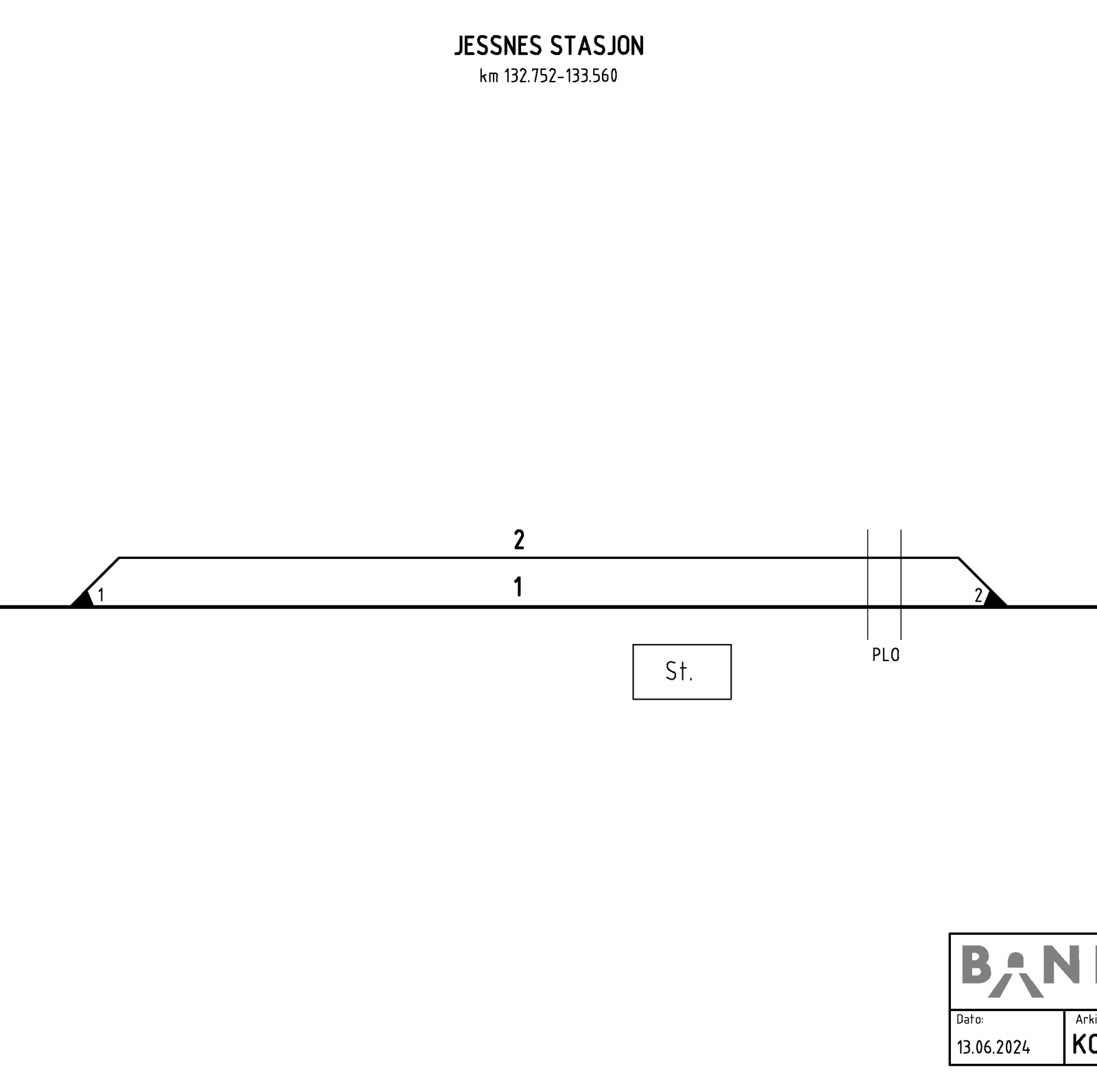 Track plan for Jessnes station.