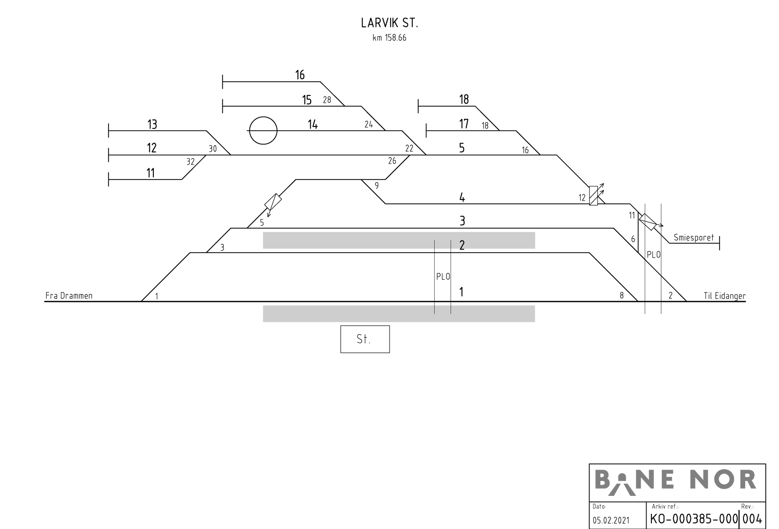 Sporplan Larvik stasjon
