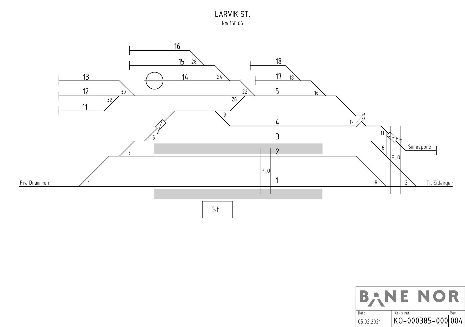 Track plan Larvik station