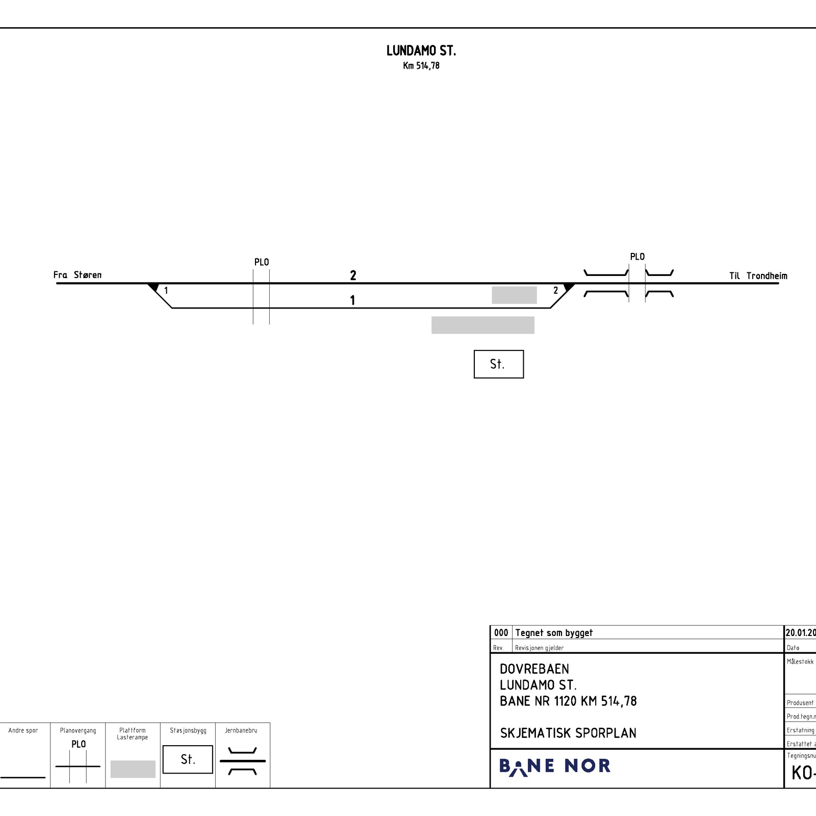 Track plan for Lundamo station.