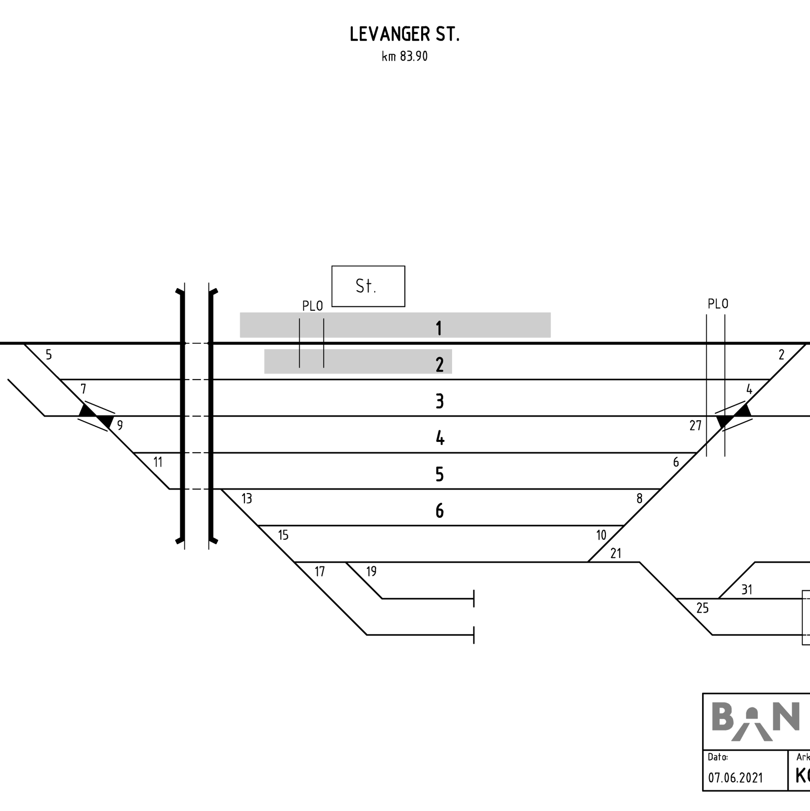 Track plan Levanger station