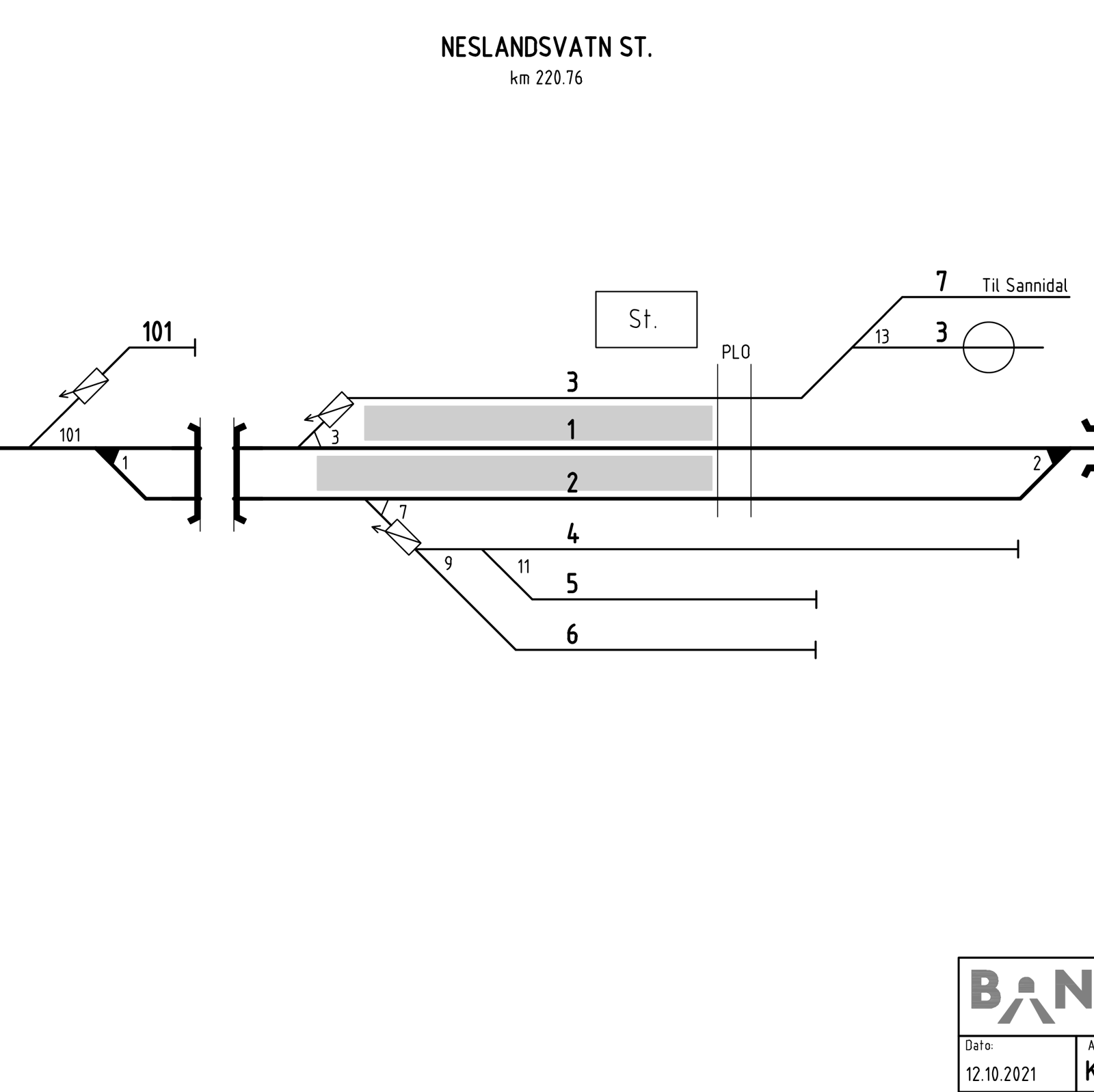 Track plan Neslandsvatn station