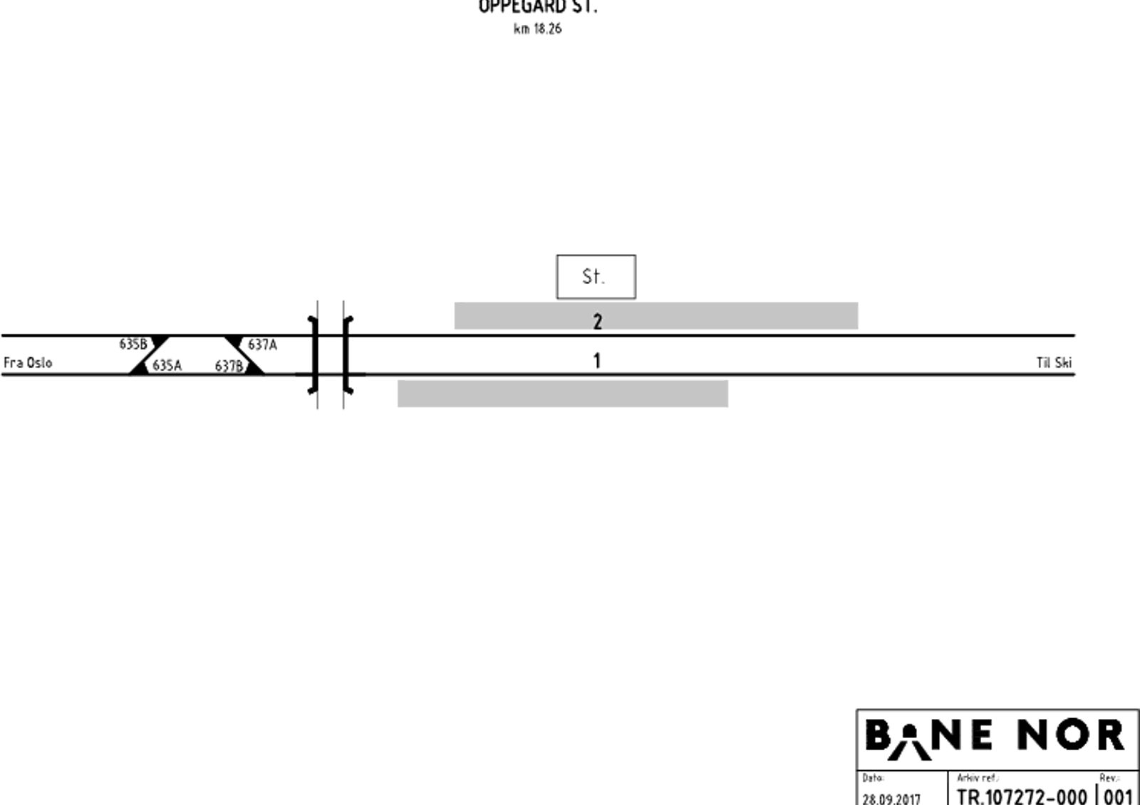 Track plan Oppegård station