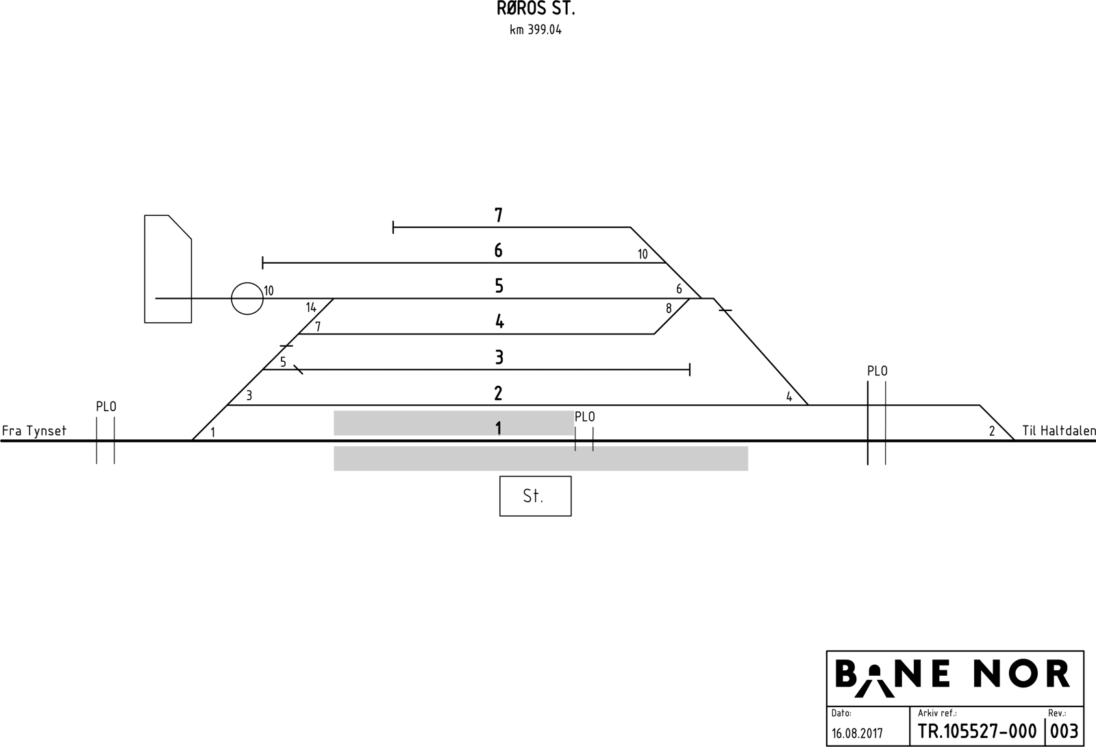 Sporplan Røros stasjon