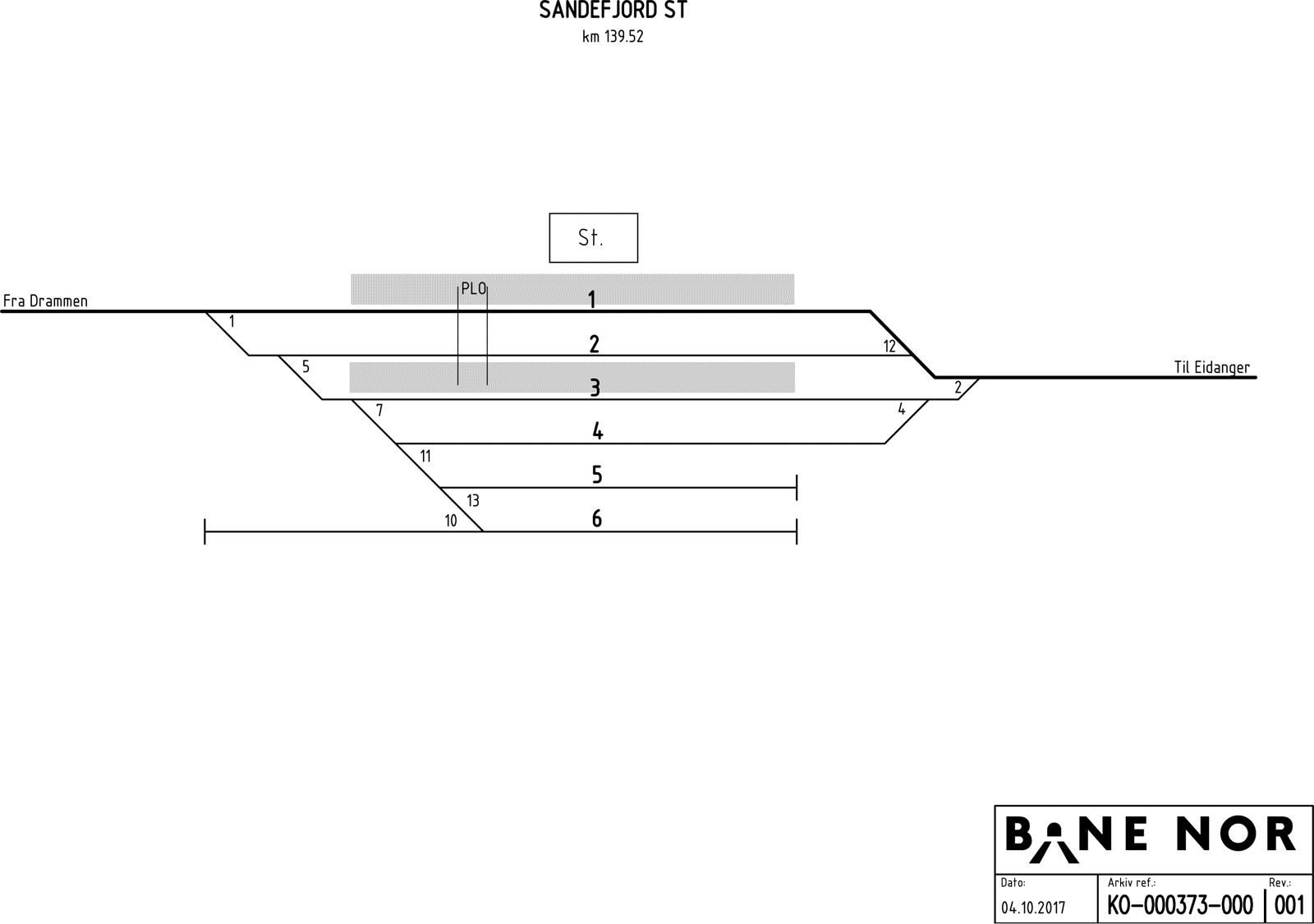 Sporplan Sandefjord stasjon