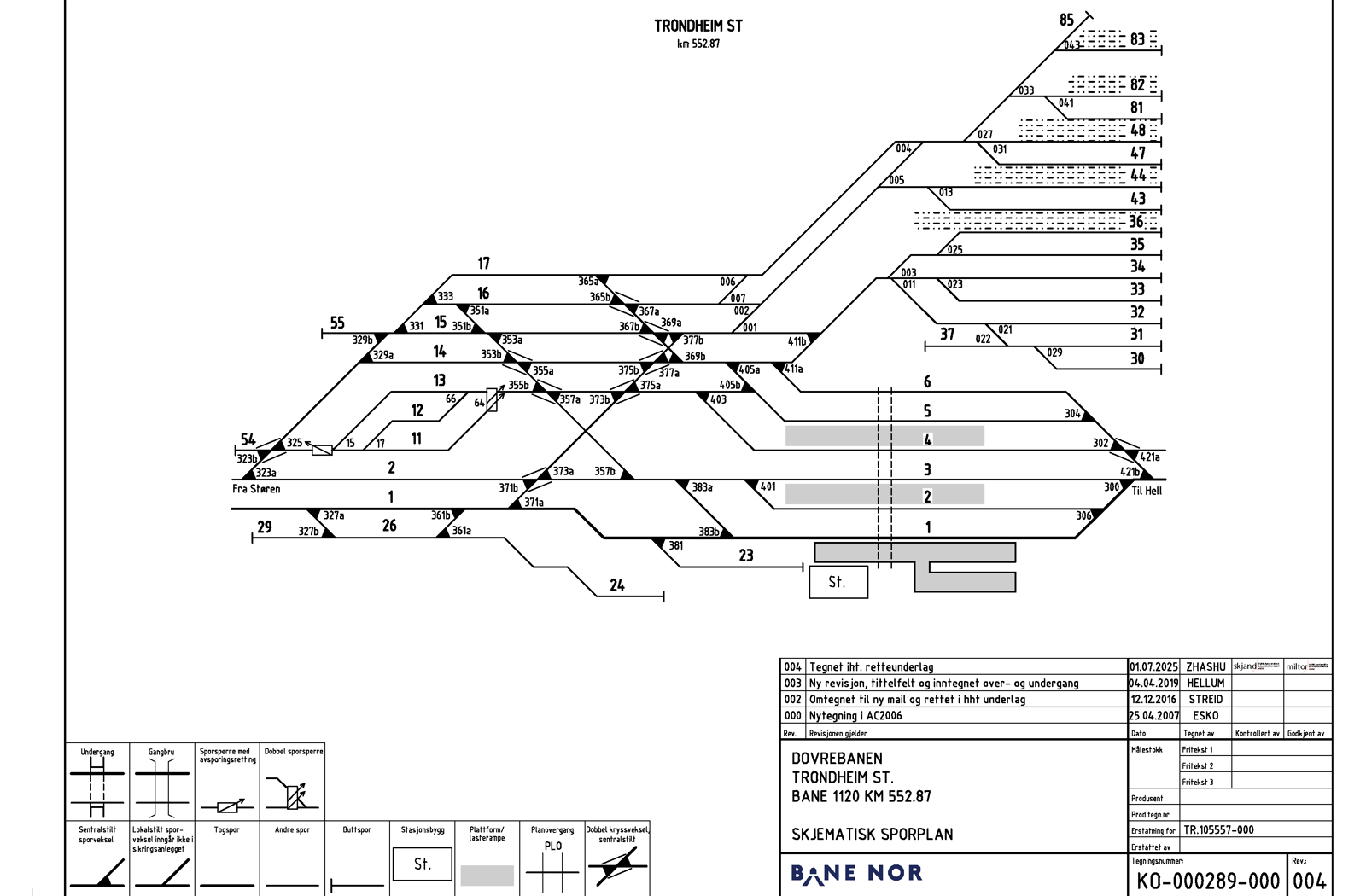 Track plan Trondheim S station
