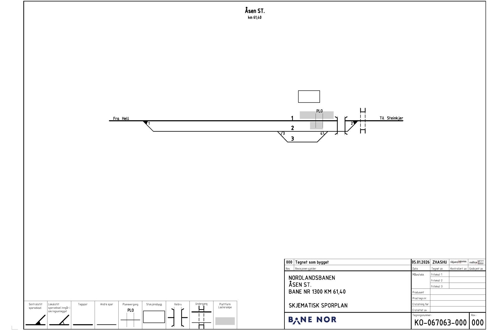 Track plan for Åsen station.
